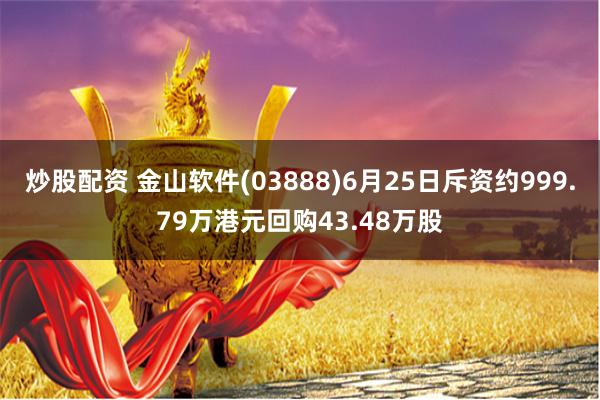 炒股配资 金山软件(03888)6月25日斥资约999.79万港元回购43.48万股